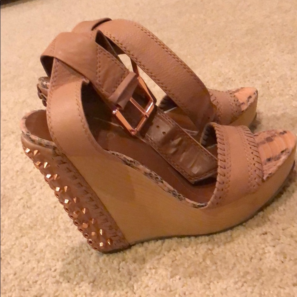 Boutique 9 leather spiked wedges